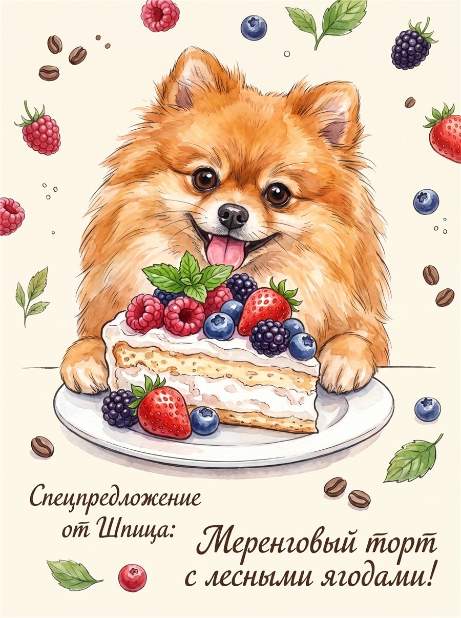 Спецпредложение от Шпица: меренговый торт с лесными ягодами